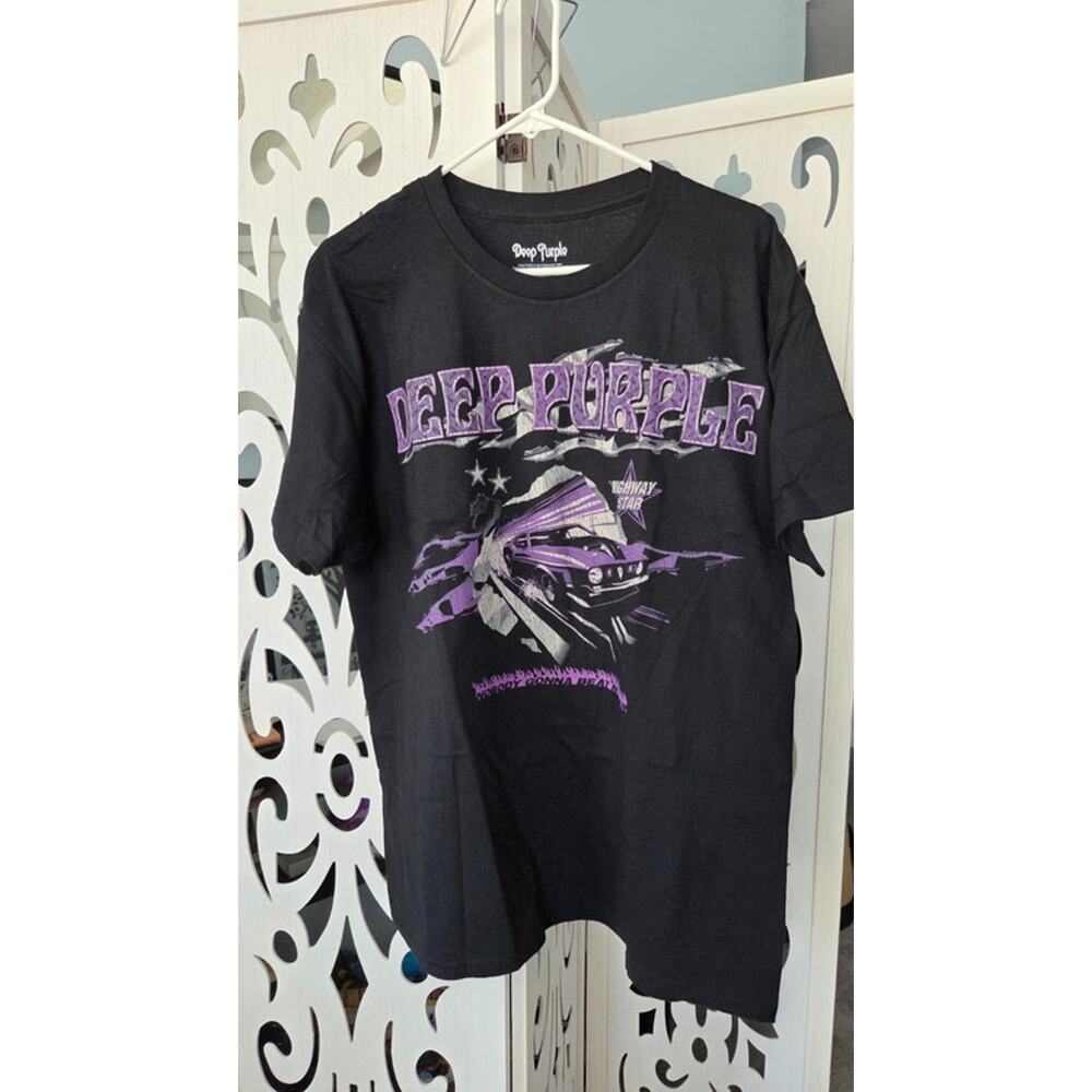 Deep Purple Highway Star Graphic T-Shirt Large Black NWOT Machine Head Rock Tee